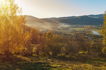 Image showing Village landscape in the evening