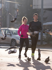 Image showing young  couple jogging