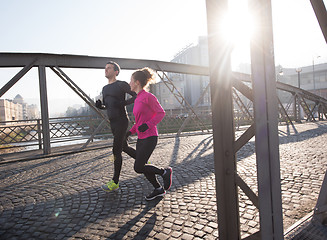 Image showing young  couple jogging