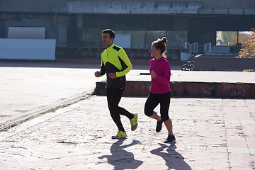 Image showing young  couple jogging