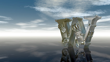 Image showing machine letter w under cloudy sky - 3d illustration