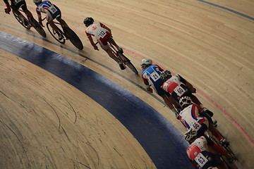 Image showing Cycle race on the track motion blur