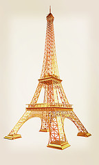 Image showing 3d Eiffel Tower render. 3D illustration. Vintage style.
