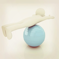 Image showing 3d man exercising position on fitness ball. My biggest pilates s