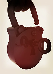 Image showing Vintage old padlock unlocked. 3D illustration. Vintage style.
