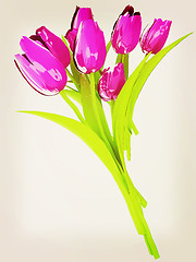 Image showing Tulip flower. 3D illustration. Vintage style.