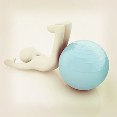 Image showing 3d man exercising position on fitness ball. My biggest pilates s