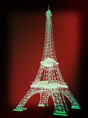 Image showing 3d Eiffel Tower render. 3D illustration. Vintage style.