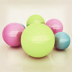 Image showing Fitness balls. 3D illustration. Vintage style.