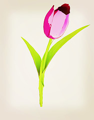 Image showing Tulip flower. 3D illustration. Vintage style.