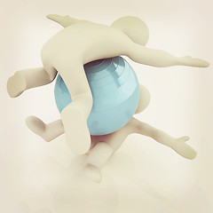 Image showing 3d man exercising position on fitness ball. My biggest pilates s