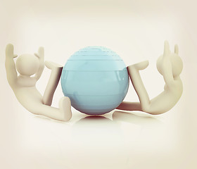 Image showing 3d man exercising position on fitness ball. My biggest pilates s