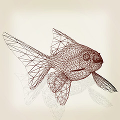 Image showing Fish. 3D illustration. Vintage style.