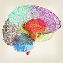 Image showing Creative concept of the human brain. 3D illustration. Vintage st