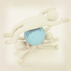 Image showing 3d man exercising position on fitness ball. My biggest pilates s