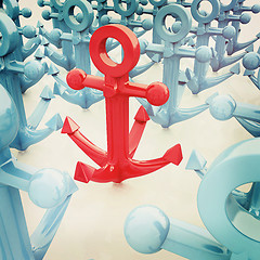 Image showing leadership concept with anchors. 3D illustration. Vintage style.