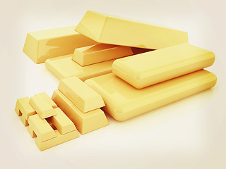 Image showing fake (mock) of gold bars. 3D illustration. Vintage style.