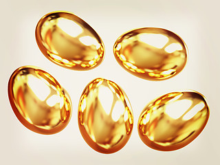 Image showing Set of Gold Eggs on a white background. 3D illustration. Vintage