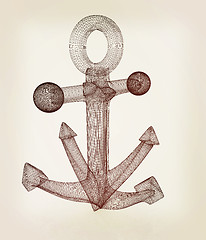 Image showing anchor. 3D illustration. Vintage style.