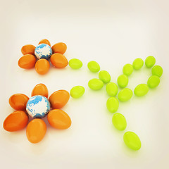 Image showing Eggs in the shape of a flower with Earth. Global holiday concept