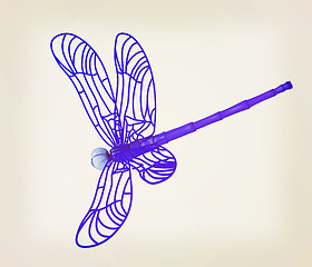 Image showing Dragonfly. 3D illustration. Vintage style.