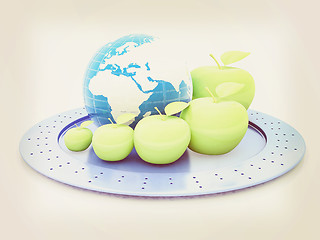 Image showing Earth and apples around - from the smallest to largest. Global d