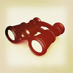 Image showing binoculars. 3D illustration. Vintage style.