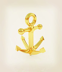 Image showing Gold anchor. 3D illustration. Vintage style.