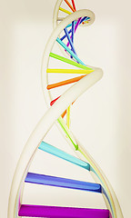 Image showing DNA structure model on white. 3D illustration. Vintage style.