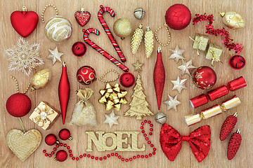 Image showing Red and Gold Christmas Decorations