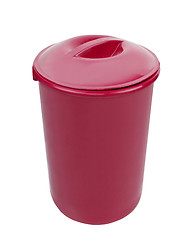 Image showing Red trash can isolated