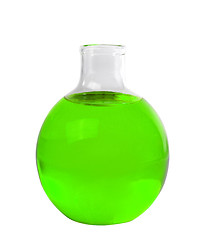Image showing Chemical laboratory flask with green liquid