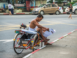 Image showing Tricycle driver in Yangon, Myanmar