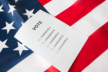 Image showing empty ballot or vote on american flag