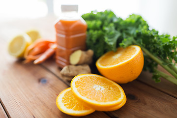 Image showing orange with carrot juice, fruits and vegetables