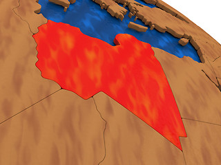 Image showing Libya on wooden globe