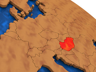 Image showing Hungary on wooden globe