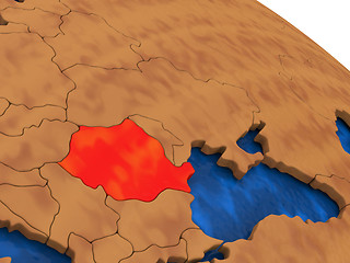 Image showing Romania on wooden globe