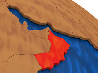 Image showing Oman on wooden globe