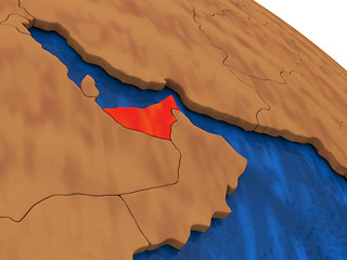 Image showing United Arab Emirates on wooden globe