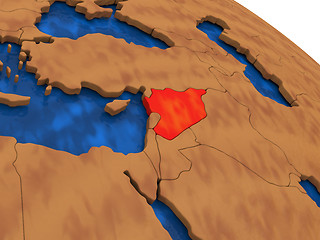 Image showing Syria on wooden globe