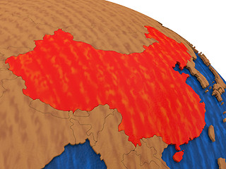 Image showing China on wooden globe