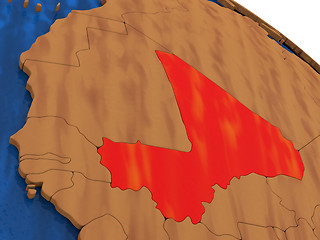 Image showing Mali on wooden globe