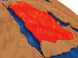 Image showing Saudi Arabia on wooden globe