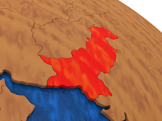Image showing Pakistan on wooden globe