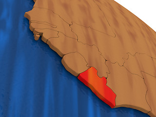 Image showing Liberia on wooden globe