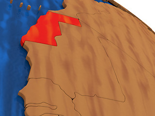 Image showing Western Sahara on wooden globe