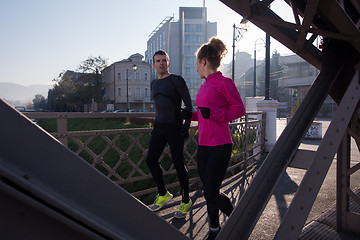 Image showing woman  stretching before morning jogging