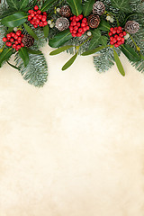 Image showing Winter Border with Holly