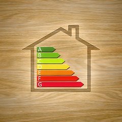 Image showing wooden house with energy efficiency graph